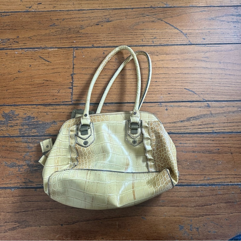 Jessica Simpson Yellow Faux Crocodile Bag